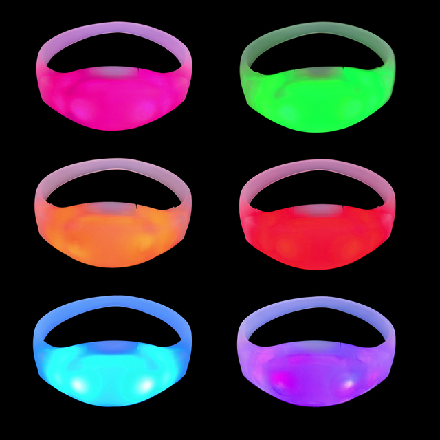 Music & Voice Activated 15-Color LED Wristband Flashing Bracelets with 4-6 Hours Battery Life-Romance Style Party Supplies