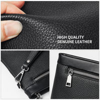 Tas Clutch Kulit Asli Tas Tangan Mewah untuk Pria Anti-maling Kapasitas Besar Dompet Pergelangan Tangan Logo Kustom Produsen OEM