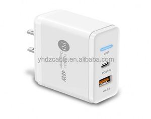 EU UK US 48W <b>USB</b> <b>C</b> Power <b>Adapter</b> with LED Light QC3.0 <b>USB</b> Dual Port Travel Fast Charging Head Smartphone Wall Charger - Product Image 4