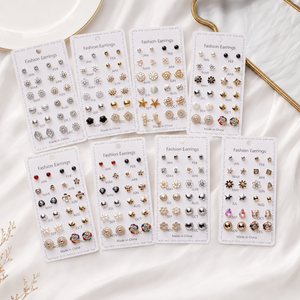 New 12 Pairs Tiny <b>Stud</b> Earrings Set Rhinestone Imitation Pearl Star Moon Flower <b>Small</b> Heart Earring Women Girl Cute Ear Jewelry - Product Image 1