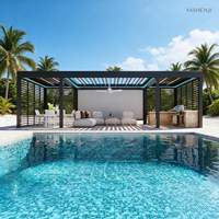 Kit de pergola moderne en aluminium à monter soi-même avec toit à lames orientables électriques, imperméable pour patio, jardin, balcon et terrasse