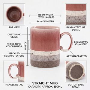 แก้วกาแฟเซรามิกเคลือบรีแอกทีฟสไตล์โบโฮสมัยใหม่แบบขายส่ง แก้วสโตนแวร์ลายจุดสำหรับใช้ในบ้าน ร้านกาแฟ และร้านอาหาร - Product Image 4