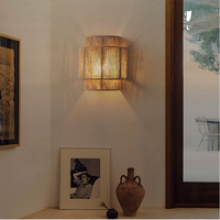 Lampe suspendue en rotin et corde de chanvre de style Wabi-sabi, forme de lustre, plusieurs couches, design décoratif, suspension LED à intensité variable, café