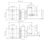 Connecteur moulé BNC 50KY 50 Ohm à baïonnette RF coaxial avec décompression pour assemblage de câbles
