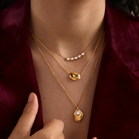 Collar de Cadena de Acero Inoxidable 316 con Baño de Oro PVD de 18K, Diseño de Lujo Ligero y Encantador, con Circonita Corte Pera, Resistente al Agua, Regalo Ideal