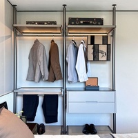 Armoire penderie ouverte en alliage d'aluminium, style minimaliste italien, luxe léger, pour chambre à coucher, mobilier de maison complet