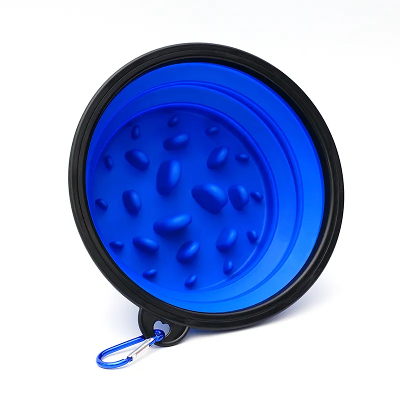 China Factory Lightweight Anti-choking Collapsible Travel Pet Dog Bowl Food Slow Feeder with Free Ring Hook for Dogs and Cats