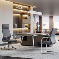 Chaise de bureau exécutive en cuir minimaliste, pivotante, réglable en hauteur, avec accoudoirs confortables pour une longue assise