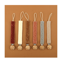 Vente en gros de pinces en bois personnalisées pour bébé Chaîne de sucette en tissu pour bébé