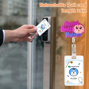 In stock ID badge scroll 360-degree alligator <b>clip</b> retractable easy-pull keychain anti-loss ID badge <b>buckle</b> - Product Image 4