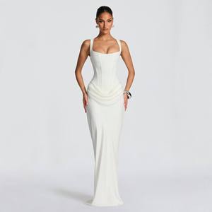Chic Conjuntos De Mujer 2026 Robe de soirée bustier à lacets, dos nu, coupe ajustée, avec ruban, robes d'été moulantes pour <span class=keywords><strong>femme</strong></span>, idéale pour les soirées - Product Image 2