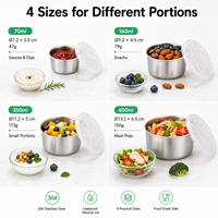 Conteneur de stockage alimentaire de luxe en acier inoxydable 304, étanche, avec couvercle en silicone, réutilisable pour sauces, collations, condiments, repas et préparation de repas
