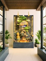 Grande fontaine d'eau intérieure sur pied avec éclairage LED, cascade paysagère chinoise pour hall d'hôtel, décoration de maison ou de bureau
