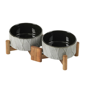 Ciotola Doppia in Ceramica Geometrica Premium con Supporto Integrato per Alimentazione, Rialzata per Protezione del Collo, per Gatti e Cani di Piccola e Media Taglia - Product Image 5
