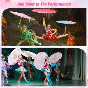 Parapluie chinois en papier huilé pour mariages, parasol en bambou et soie, parapluie de danse à motifs floraux pour douche nuptiale, accessoire de photographie - Product Image 2