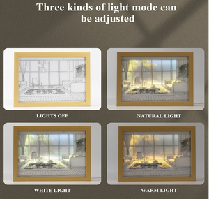 Cadre en bois avec LED brillant changement lumière soleil ombre cadre <span class=keywords><strong>photo</strong></span> pour salon mur art - Product Image 6