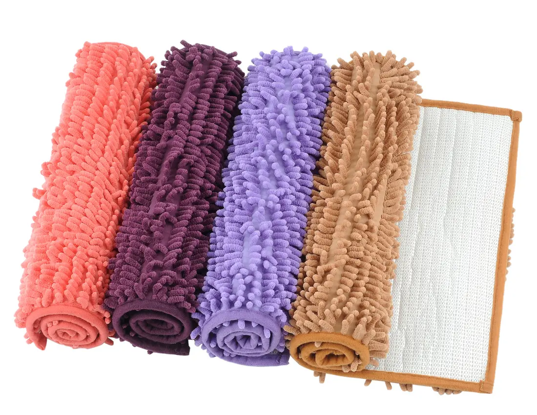 Offre Spéciale multicolore Rectangle conception Shaggy Chenille tapis de bain hôtel