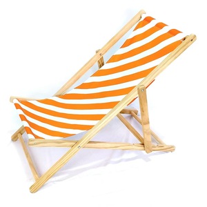 Nouvelle Arrivée Chaise Pliante Minimaliste en Bois Massif d'Acacia à Rayures Bleu Marine pour Extérieur, Plage, Jardin, Repas, Étanche - Product Image 4