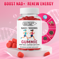Gommes supplément NAD + 1000mg avec étiquette personnalisée OEM sans sucre Vitamine B3 Niacinamide améliore la régénération du NAD et améliore l'immunité