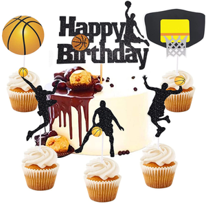 Personnalisé jouant au basket-ball sur le thème MVP <span class=keywords><strong>Dunk</strong></span> papier gâteau toppers cupcake toppers pour hommes femmes filles garçons anniversaire jeu fête décor - Product Image 1
