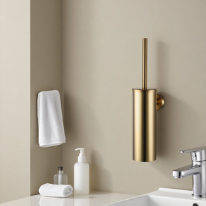 <strong>Chrome</strong> Gold Rose Stainless Steel 304 <strong>Toilet</strong> <strong>Brush</strong> with Base Wall-Mountable Cylindrical <strong>Toilet</strong> <strong>Brush</strong> - Product Image 2