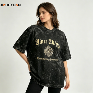 T-shirt en coton épais, vente directe usine, haute qualité, effet vieilli, délavé à l'acide, style vintage, coupe oversize, streetwear - Product Image 1