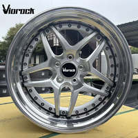 Rines Forjados Viorock de 2 Piezas, Diseño de Estrella Pulida con Borde Escalonado, 17x8J 18x9/10J 5x114.3, Compatibles con Toyota Supra y Mitsubishi Lancer