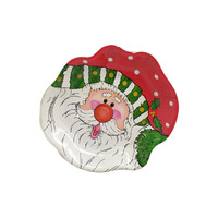Assiette jetable ronde en plastique rigide PP imprimée Père Noël pour bébé, idéale pour les cadeaux d'affaires