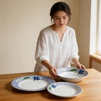Service de table en porcelaine Arcopal à motif floral, 18 pièces, pour les fêtes