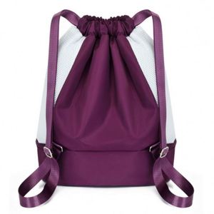 Custom Logo Travel Swimming <b>Drawstring</b> Backpack Lightweight Fitness Sports Yoga String <b>Bag</b> With Shoe Compartment - Product Image 4