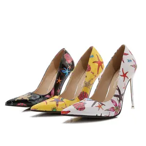2023 women newest design pointed toes flower high heel women fashion shoes