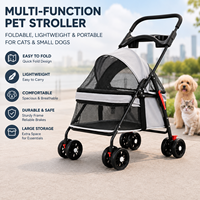 Poussette pliable pour animaux de compagnie, pliage rapide à une main, 4 roues, transporteur pour chien et chat, absorption des chocs, panier de rangement, OEM ODM
