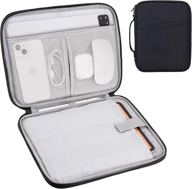 Multipurpose Pocket Zipper Padded Protective Travel  9-11 Inch Keyboard Tablet Sleeve Carrying Case Bag with Handle for iPad