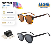 Lunettes de soleil vintage Tortoise Designer, marques célèbres, forme ronde, acétate, femmes, UV400, polarisées, rétro, classiques