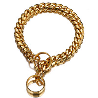 Ошейник-цепочка для собак Collar 001 Cubain, 14 мм, из новой нержавеющей стали, с покрытием из 18-каратного золота, для дрессировки, ошейник-ожерелье для домашних животных