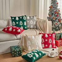 Nouvel arrivage de taie d'oreiller en velours brodé flocon de neige pour arbre de noël décor de canapé de maison housse de coussin en peluche de noël