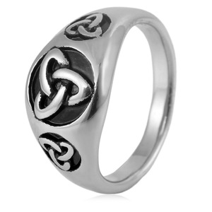 yunnique Celtic Symbol <b>Titanium</b> Steel <b>Ring</b> Unisex Gift Jewelry Geometric Design Steel Color - Product Image 1