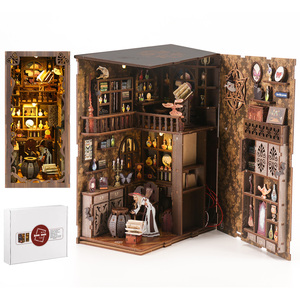 Mini maison de poupée, coin lecture, bureau de sorcier, modèle de puzzle en bois 3D avec flacons de potion et <span class=keywords><strong>baguette</strong></span> magique - Product Image 3