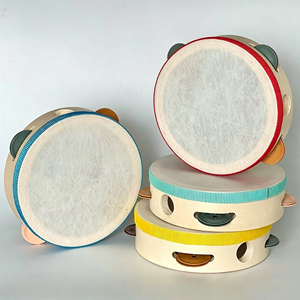 Wholesale 6 Inch Single-Row Colorful Wooden Tambourine Orff Percussion Instrument <b>Hand</b> <b>Drum</b> Musical Toy Bring Joyful - Product Image 1