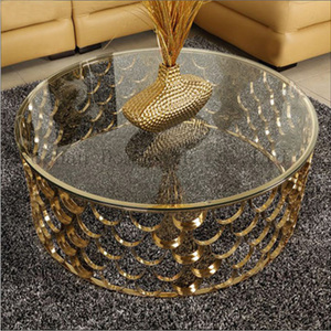 <strong>Gold</strong> Stainless Steel Frame Wedding <strong>Glass</strong> Top <strong>Coffee</strong> <strong>Table</strong> - Product Image 5