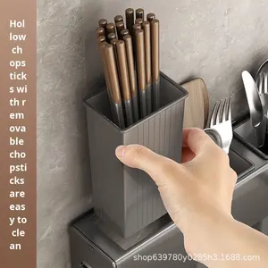 Étagère <span class=keywords><strong>de</strong></span> rangement <span class=keywords><strong>de</strong></span> <span class=keywords><strong>cuisine</strong></span> murale multifonctionnelle en acier au carbone, sans perçage, durable, moderne, épaissie, pour <span class=keywords><strong>ustensiles</strong></span> - Product Image 3