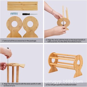 Organizador de accesorios para el cabello de bambú para escritorio, soporte de almacenamiento de diademas de madera, exhibidor de joyas, bufandas y pulseras - Product Image 3