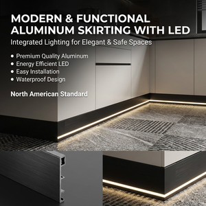 Rodapié de aluminio con LED para pared |   Perfil de Luz LED Metálico para Decoración de Interiores 6cm 8cm 10cm 12cm 15cm - Product Image 6