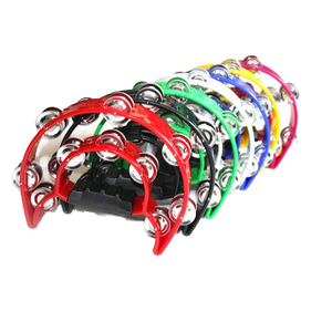Pandereta de mano de doble fila, jingles de Metal, tambor de percusión Musical de plástico de mano, campana de mano de media luna para adultos y niños KTV - Product Image 3
