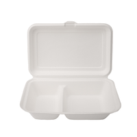Emballage en pulpe jetable biodégradable à 2 compartiments Boîte à lunch en bagasse de canne à sucre Assiettes jetables sans danger pour les aliments