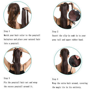 Extensions <span class=keywords><strong>de</strong></span> queue <span class=keywords><strong>de</strong></span> <span class=keywords><strong>cheval</strong></span> à cordon en cheveux humains Remy 100 % naturels, lisses et soyeuses, longueur 18 pouces, sans perte <span class=keywords><strong>de</strong></span> cheveux – Vente chaude - Product Image 6