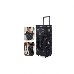 Sac de courses à roulettes multifonctionnel et pliable en polyester Haoken grande capacité, motif géométrique, panier à linge universel - Product Image 1