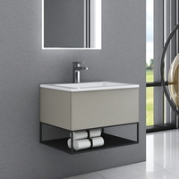 Produk Baru 600Mm Modern Wastafel Keramik Kamar Mandi Dinding Tergantung Dipasang Kabinet Vanity Set Unit