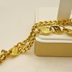 Großhandel benutzer definierte vergoldete Edelstahl Halskette lange dicke Kette rechteckigen Knopf Zirkon Charme für Hüft partys Hochzeiten - Product Image 3