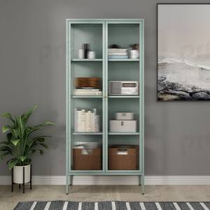 Armadietto da esposizione in vetro minimalista europeo moderno con vetro arcobaleno a strisce Freestanding per soggiorno - Product Image 1